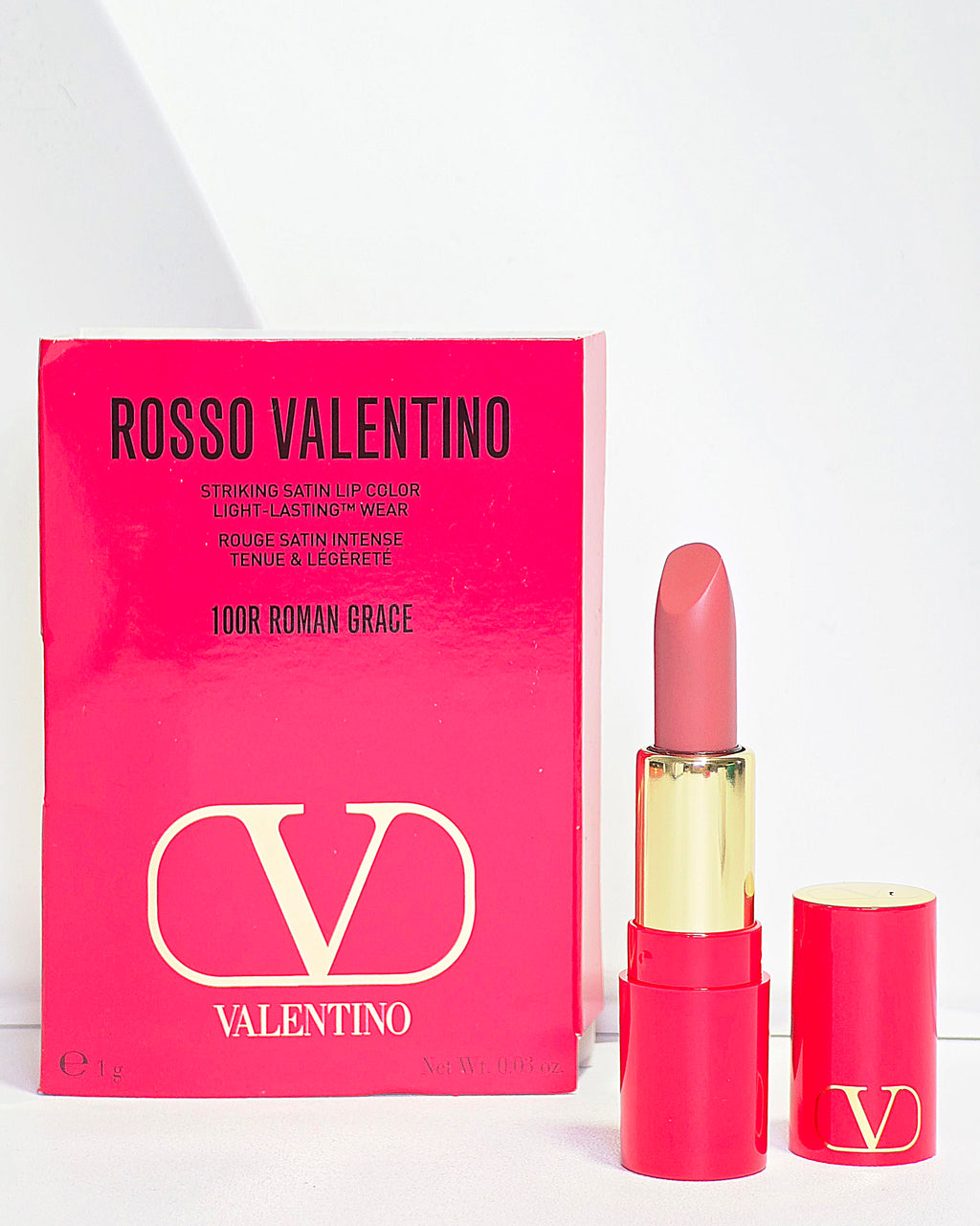 Valentino Rosso Striking Satin Lip Color in 100R Roman Grace Mini 1g