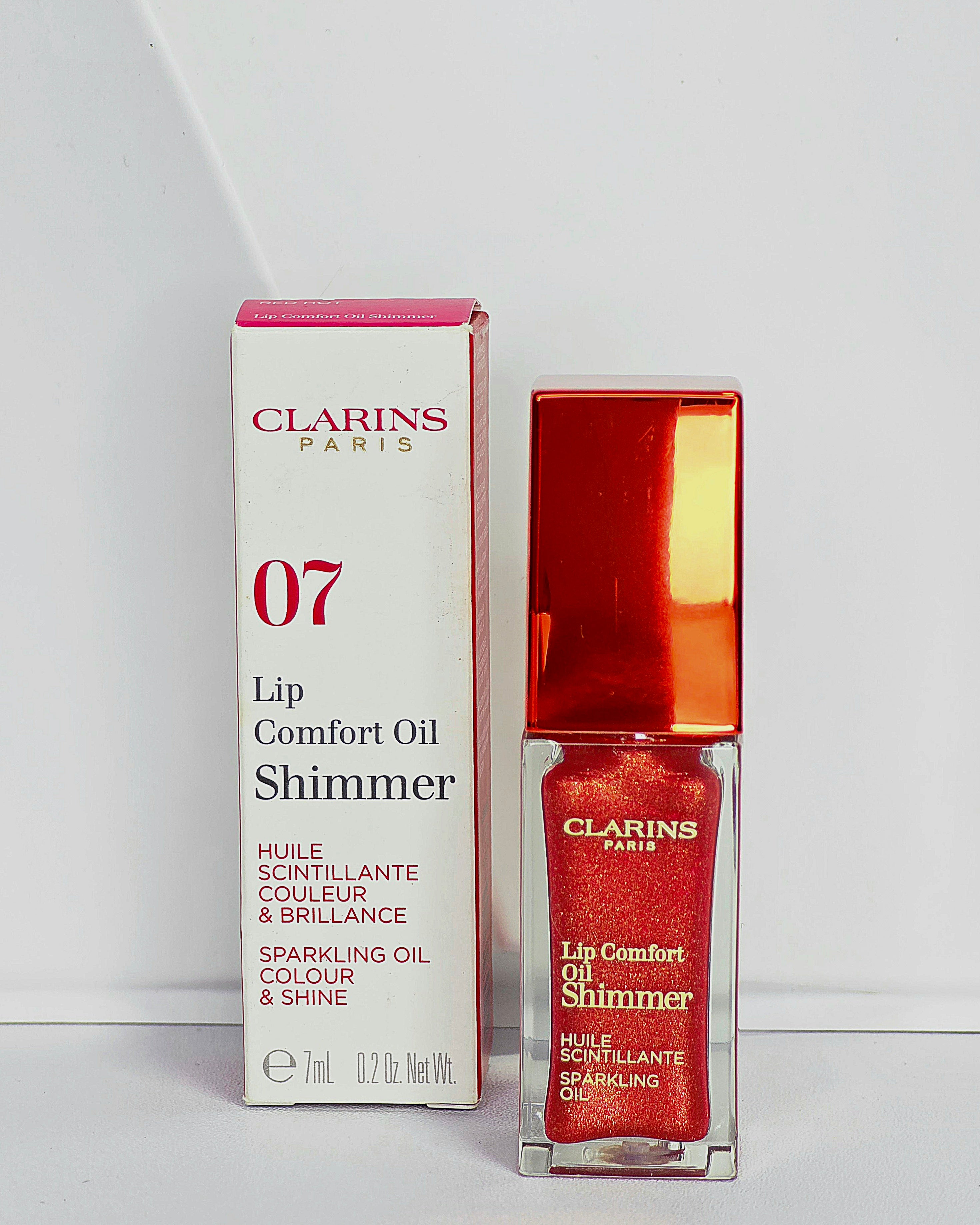Clarins Lip Comfort Oil Shimmer in 07 Red Hot Full Size 7ml