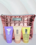Clinique 3-pc Skincare Set with Metallic Pink Pouch