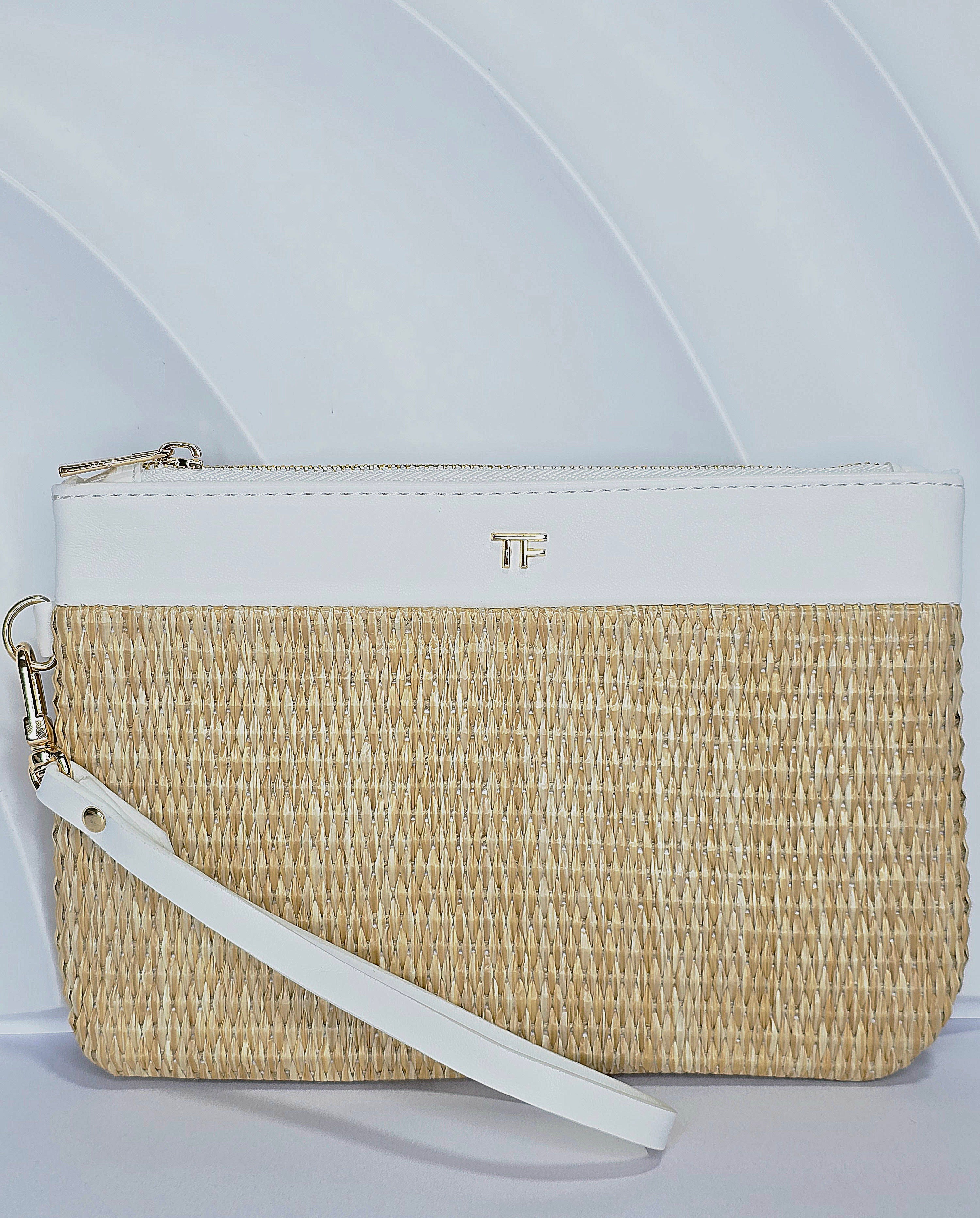 Tom Ford White Raffia Pouch